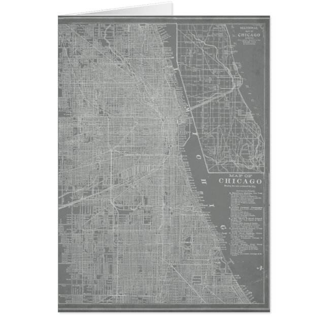 Cartão Mapa da cidade de Chicago (Frente)
