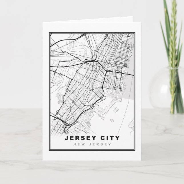 Cartão Mapa da cidade de Jersey (Frente)