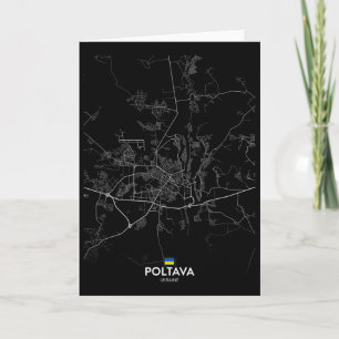Cartão Mapa da Cidade de Poltava Ucrânia Lembrança de Via
