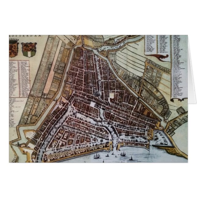 Cartão Mapa da cidade de réplica de Roterdão 1652 (Frente Horizontal)