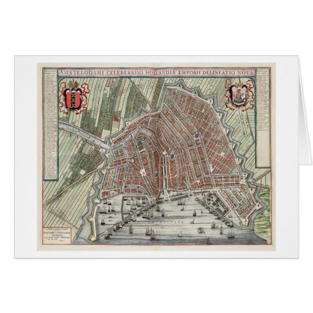 Cartão Mapa da cidade do vintage de Amsterdão (Frente Horizontal)