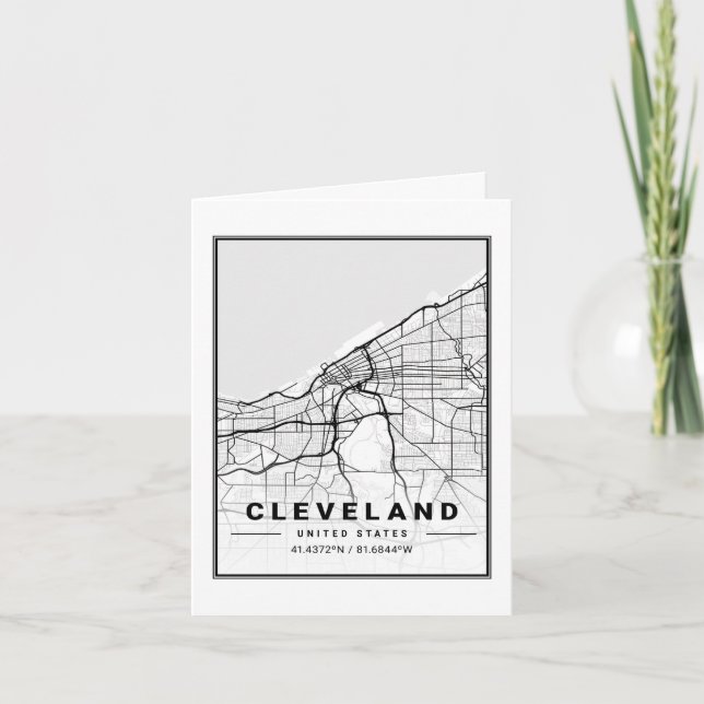 Cartão Mapa da Cidade Viagem do Cleveland Ohio USA (Frente)
