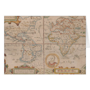 Cartão Mapa da circunavegação de Drake do globo