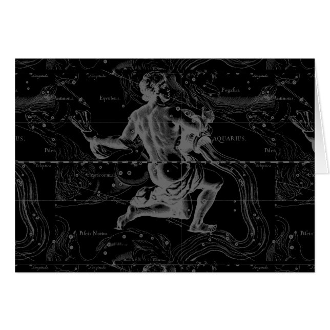 Cartão Mapa da Constelação de Símbolo Aquário por Heveliu (Frente Horizontal)