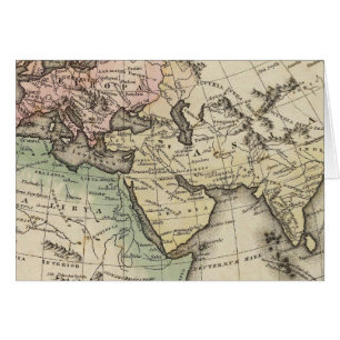 Cartão mapa da Europa, África Norte e Sudeste Asiático