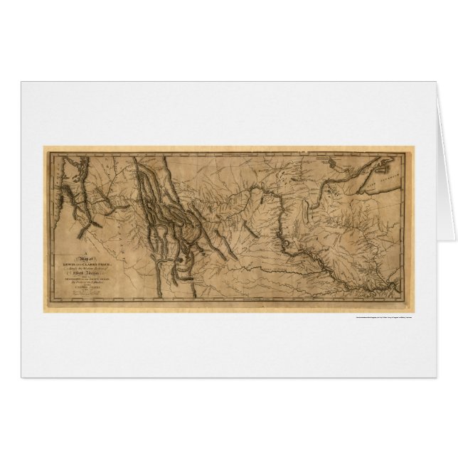 Cartão Mapa da expedição de Lewis & de Clark - 1804 (Frente Horizontal)