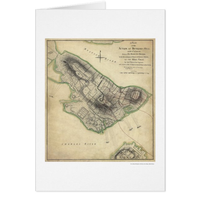 Cartão Mapa da guerra do monte de depósito - 1775 (Frente)