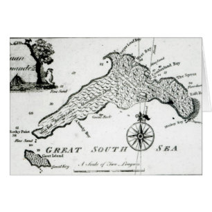 Cartão Mapa da ilha de South Pacific, 1800