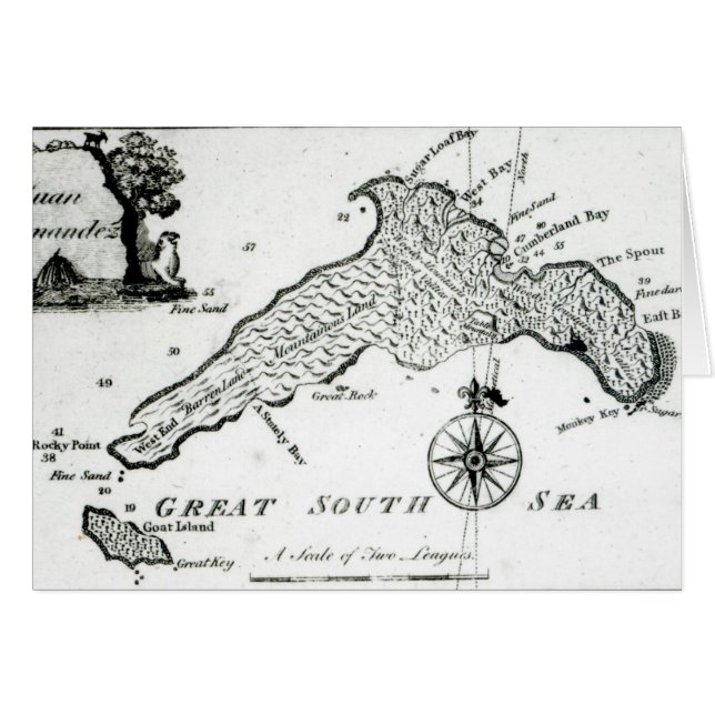Cartão Mapa da ilha de South Pacific, 1800 (Frente Horizontal)