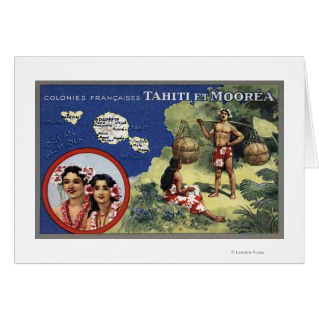 Cartão Mapa da Ilha e da Ilha de Moorea (Frente Horizontal)