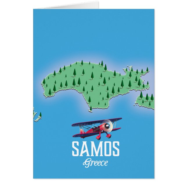 Cartão Mapa da ilha grega de Samos (Frente)