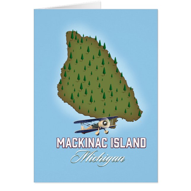 Cartão Mapa da Ilha Mackinac Michigan (Frente)