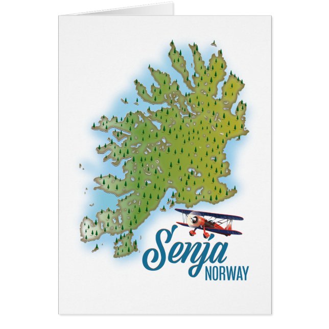 Cartão Mapa da ilha Senja na Noruega (Frente)