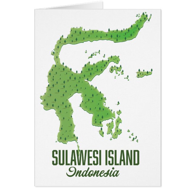 Cartão Mapa da Indonésia na ilha de Sulawesi (Frente)