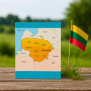 Cartão Mapa Da Lituânia