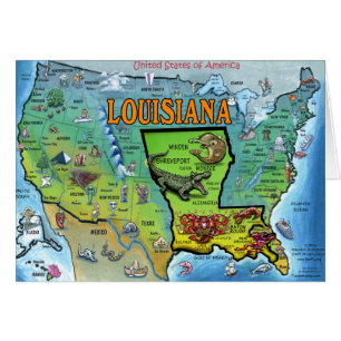 Cartão Mapa da Louisiana USA