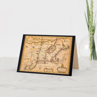 Cartão Mapa da Nova Inglaterra do século XVII Colonizaçõe