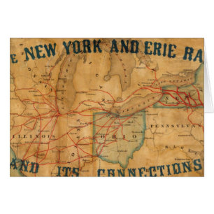 Cartão Mapa da Nova Iorque e da Erie Rail Road