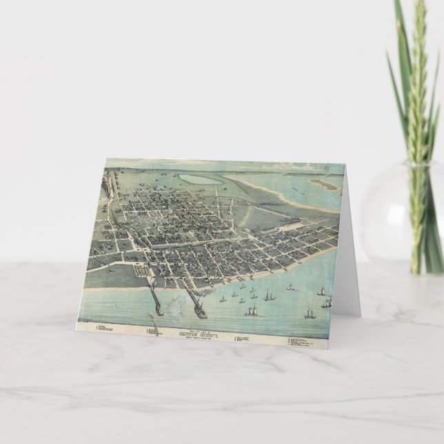 Cartão Mapa da opinião de olho de pássaro de Corpus (Frente)