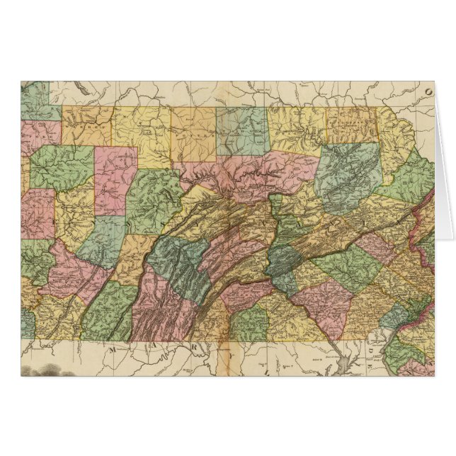 Cartão Mapa da Pensilvânia e de Nova Jersey (Frente Horizontal)