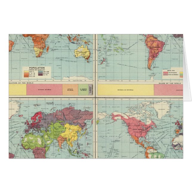 Cartão Mapa da população mundial (Frente Horizontal)