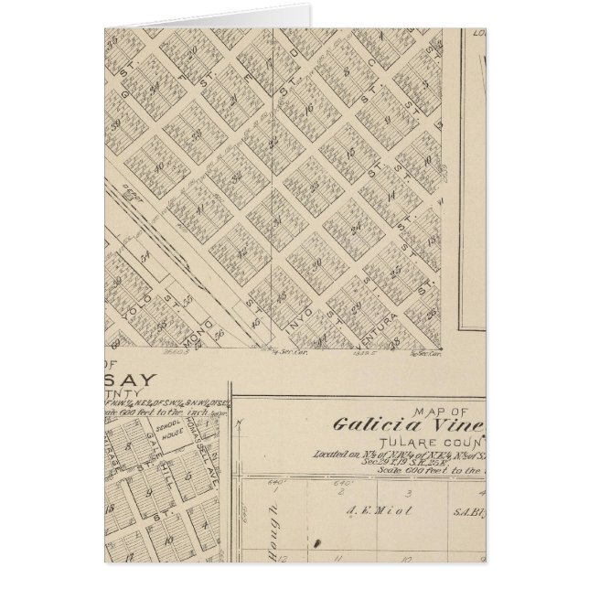 Cartão Mapa da Seção do Condado de Tulare T16S R24E (Frente)