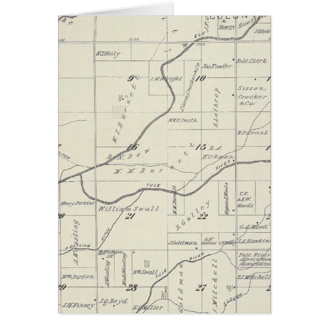 Cartão Mapa da Seção do Condado de Tulare T21S R24E (Frente)