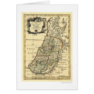 Cartão Mapa da Terra Santa de Israel por Bowen 1752