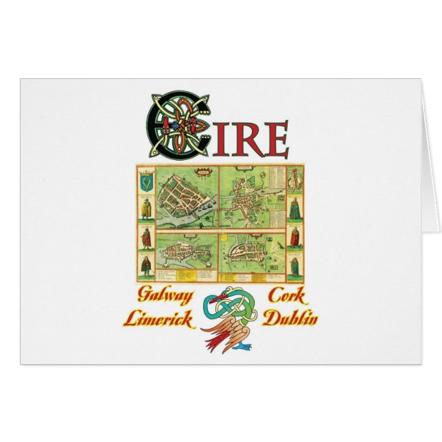 Cartão Mapa das cidades de Eire (Frente Horizontal)