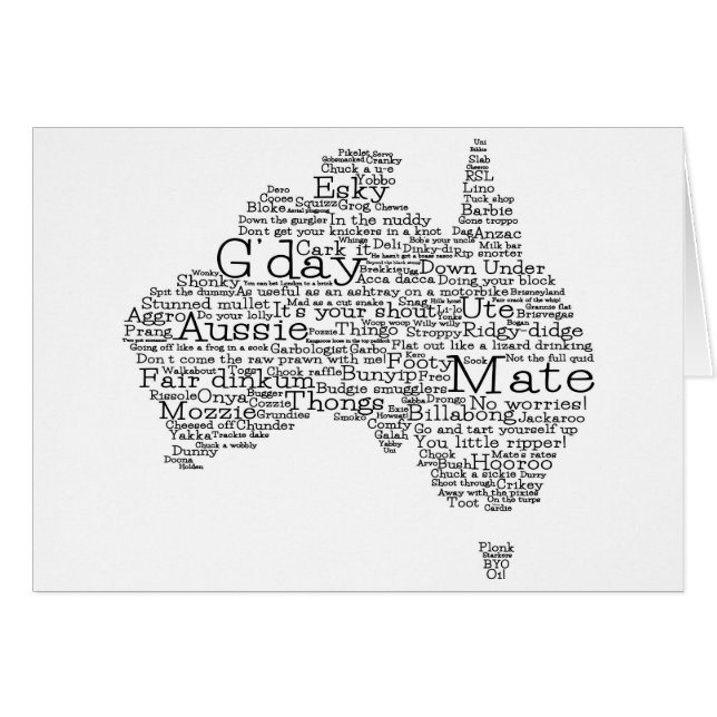 Cartão mapa das gírias australianas (Frente Horizontal)