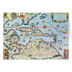 Cartão Mapa das ilhas das Caraíbas