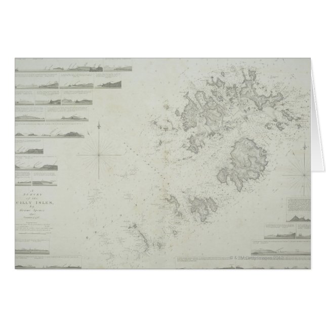 Cartão Mapa das Ilhas Scilly na Grã-Bretanha (Frente Horizontal)