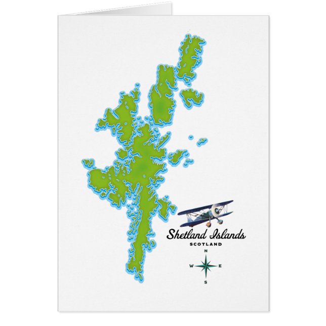 Cartão Mapa das ilhas Shetland (Frente)
