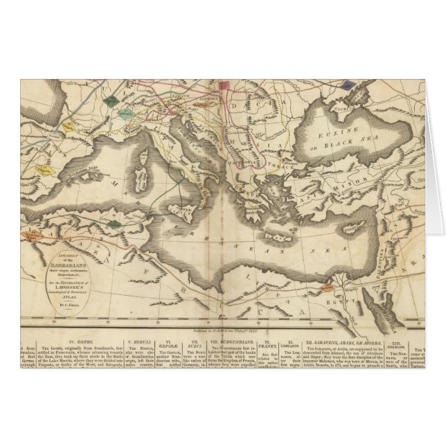 Cartão Mapa das Incursões dos Bárbaros (Frente Horizontal)