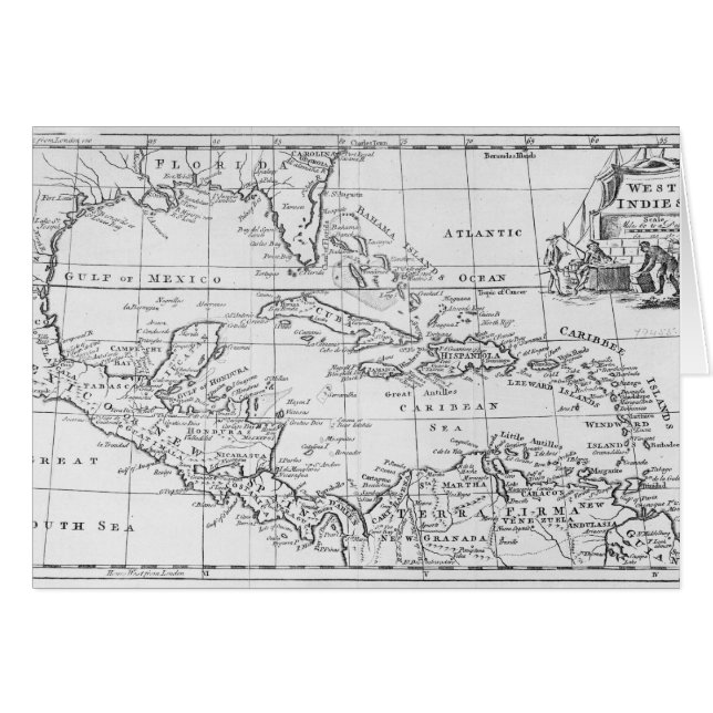 Cartão Mapa das Índias Ocidentais (Frente Horizontal)