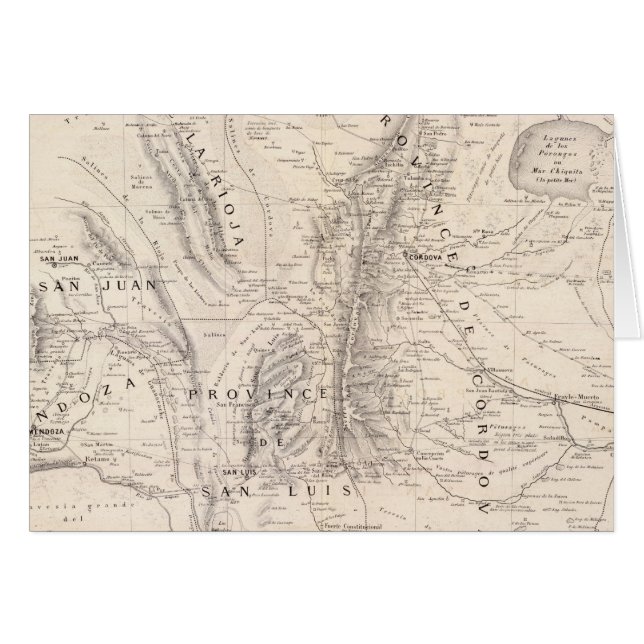 Cartão Mapa das províncias de Cordova e San Luis (Frente Horizontal)