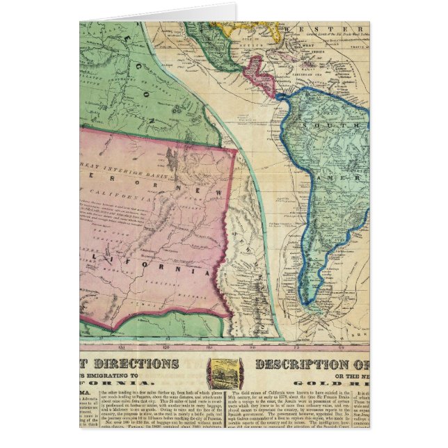 Cartão Mapa das Regiões Douradas da Califórnia (Frente)