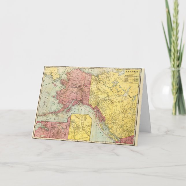 Cartão Mapa de Alaska do vintage (Frente)