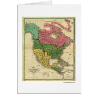 Cartão Mapa de America do Norte pelo AO. Vance 1826