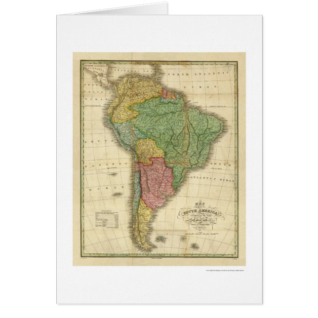 Cartão Mapa de Ámérica do Sul por Finley 1826 (Frente)