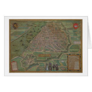 Cartão Mapa de Antuérpia, de "Civitates Orbis Terrarum"