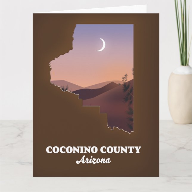 Cartão Mapa de Arizonas do Condado de Coconino. (Frente)