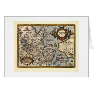 Cartão Mapa de Ásia do norte por Abraham Ortelius 1603