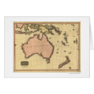 Cartão Mapa de Austrália Ásia por John Pinkerton 1818