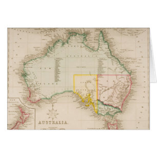 Cartão Mapa de Austrália & de Nova Zelândia