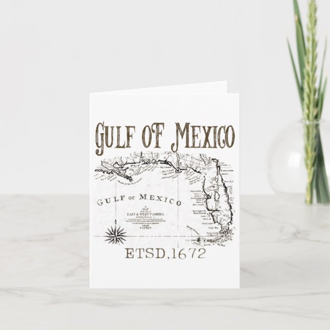 Cartão Mapa De Bandeiras Do Golfo Do México, Funny Améric (Frente)