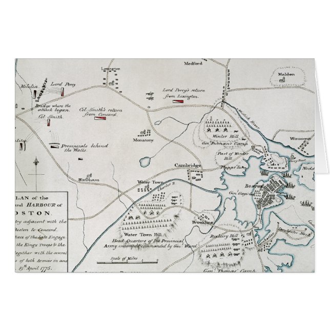 CARTÃO MAPA DE BOSTON-CONCORD, 1775 (Frente Horizontal)