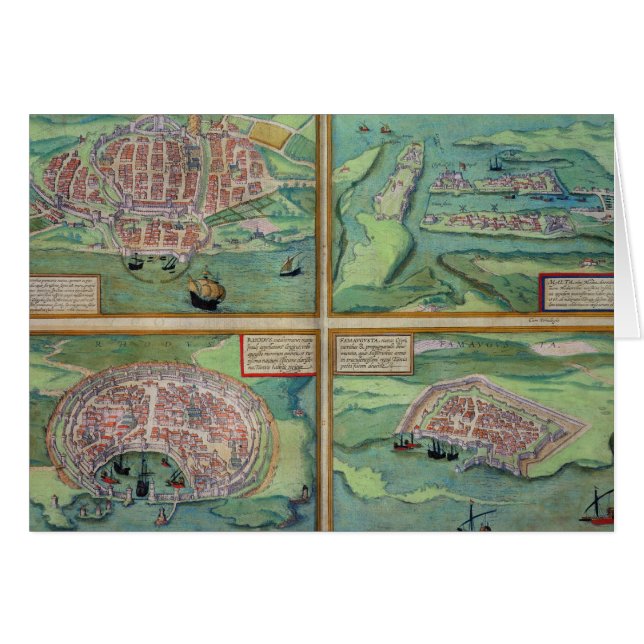 Cartão Mapa de Calais, de Malta, de Rodes, e de (Frente Horizontal)