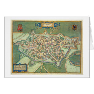 Cartão Mapa de Cambrai, de "Civitates Orbis Terrarum"