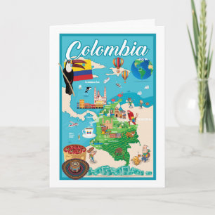 Cartão Mapa de Cartoons da Colômbia